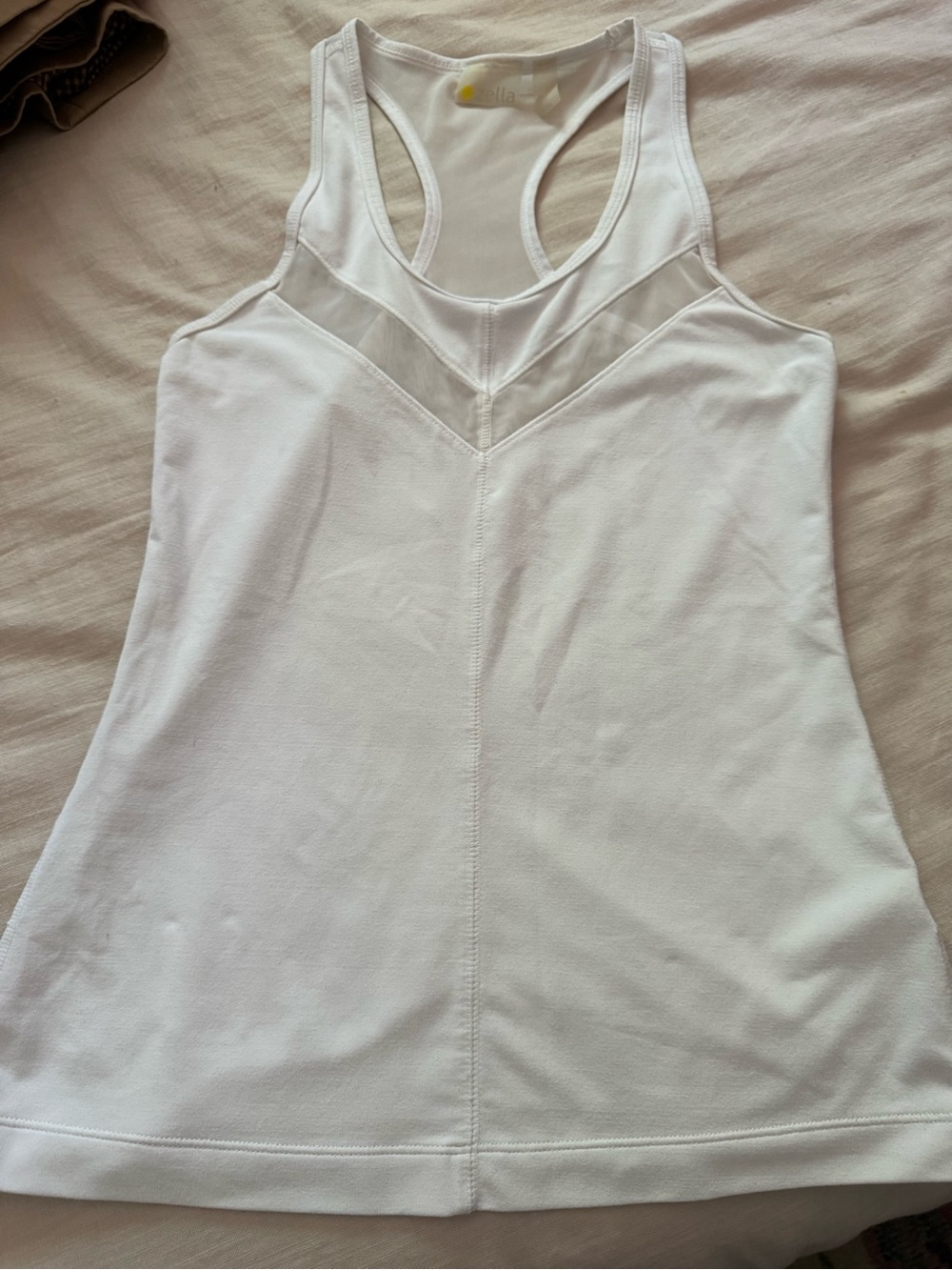 Zella White Racerback Mesh-Insert Yoga Tank Sports Top Small Active